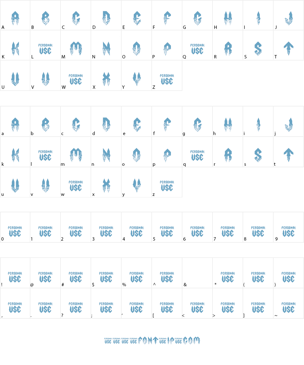 Fury Storm Personal Use Font Character